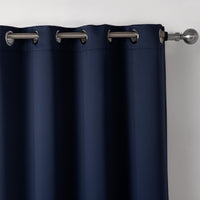 HKM-516883 Dark Blue Printed Blackout Curtains for Bedroom - Modern Vertical Shades