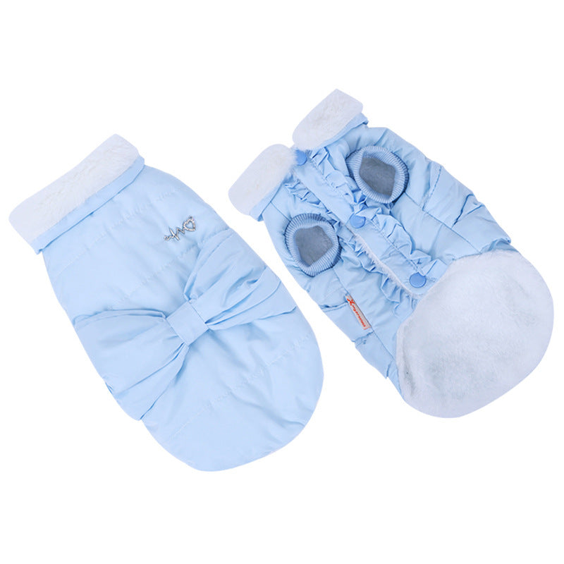 HKM-5169213 Soft Velvet Princess Cat Flannel Outfit in Blue for Pets