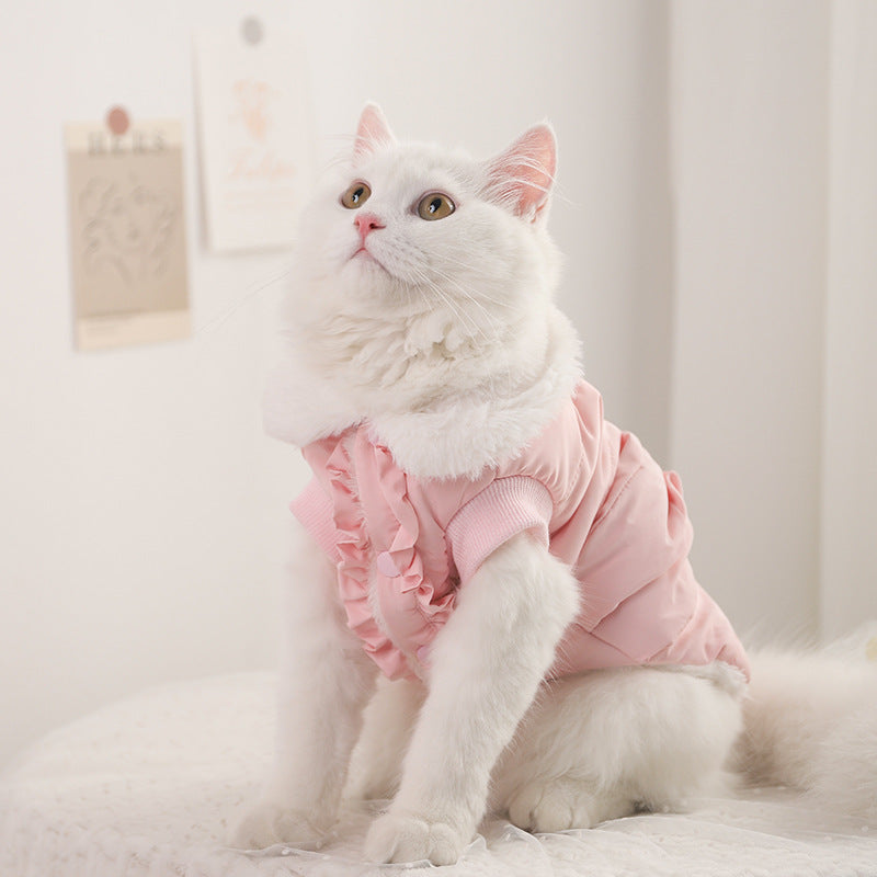 HKM-5169213 Soft Velvet Princess Cat Flannel Outfit in Blue for Pets
