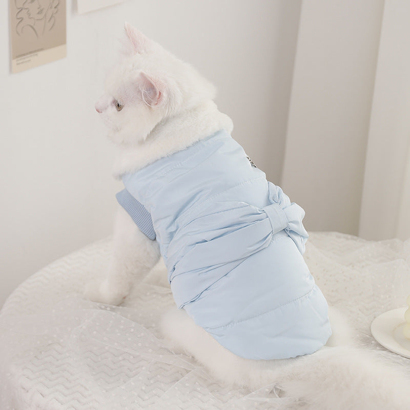 HKM-5169213 Soft Velvet Princess Cat Flannel Outfit in Blue for Pets