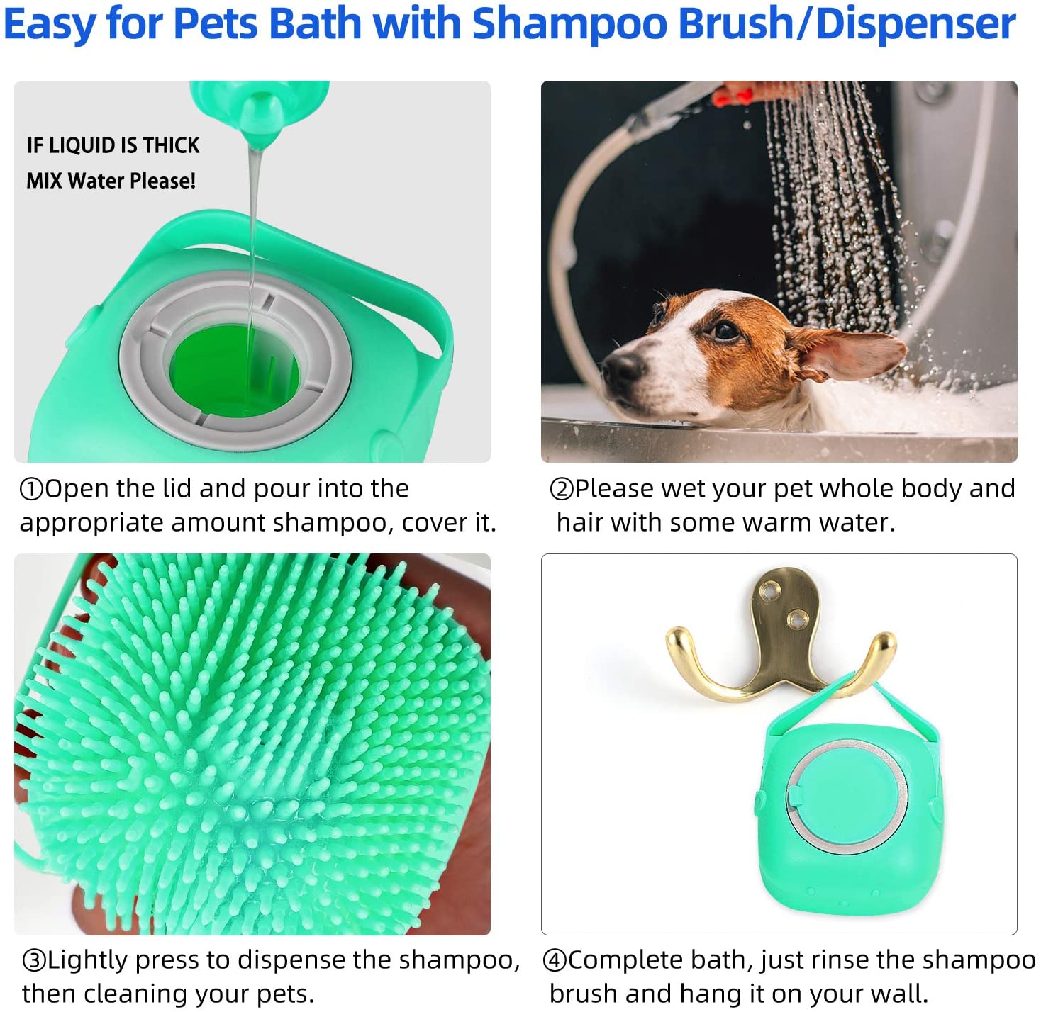 HKM-5170109 Silicone Dog Shampoo Massager Brush for Gentle Cleansing and Massage - Compact Shower Scrubber for Short Hair Pets
