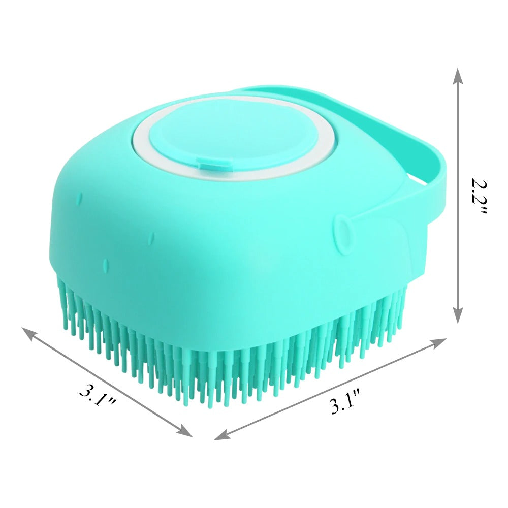 HKM-5170109 Silicone Dog Shampoo Massager Brush for Gentle Cleansing and Massage - Compact Shower Scrubber for Short Hair Pets