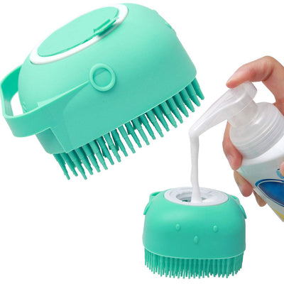 HKM-5170109 Silicone Dog Shampoo Massager Brush for Gentle Cleansing and Massage - Compact Shower Scrubber for Short Hair Pets