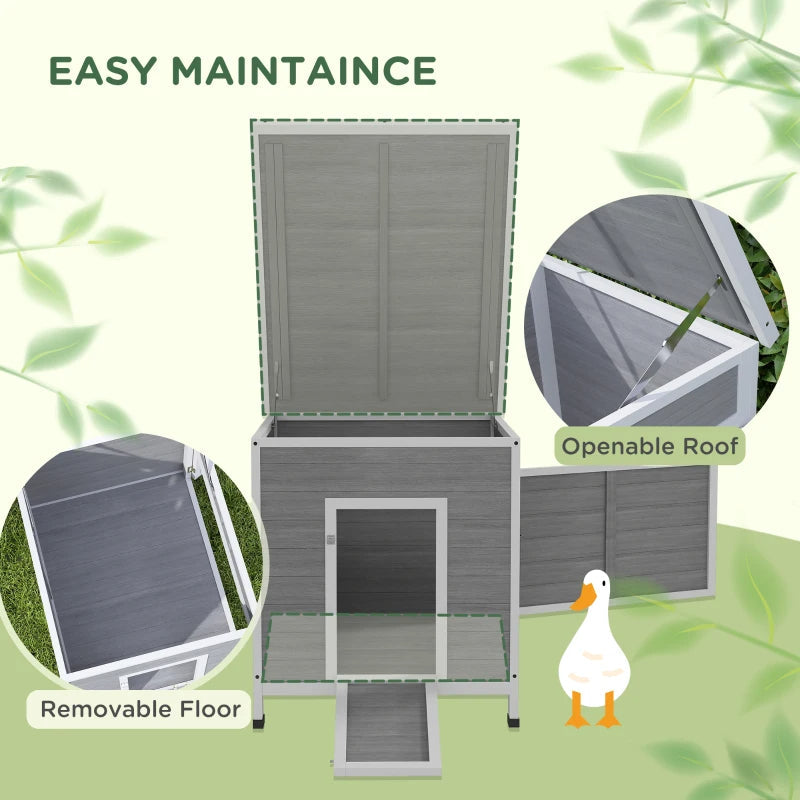 HKM-5170493 Spacious Duck Coop with Openable Roof and Removable Floor for Easy Cleaning