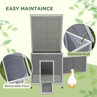 HKM-5170493 Spacious Duck Coop with Openable Roof and Removable Floor for Easy Cleaning