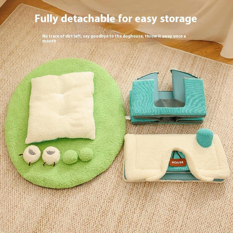 HKM-5170877 Cozy Cartoon-Printed Pet Bed for Small Dogs up to 5kg
