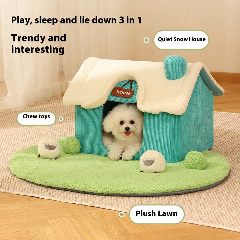 HKM-5170877 Cozy Cartoon-Printed Pet Bed for Small Dogs up to 5kg