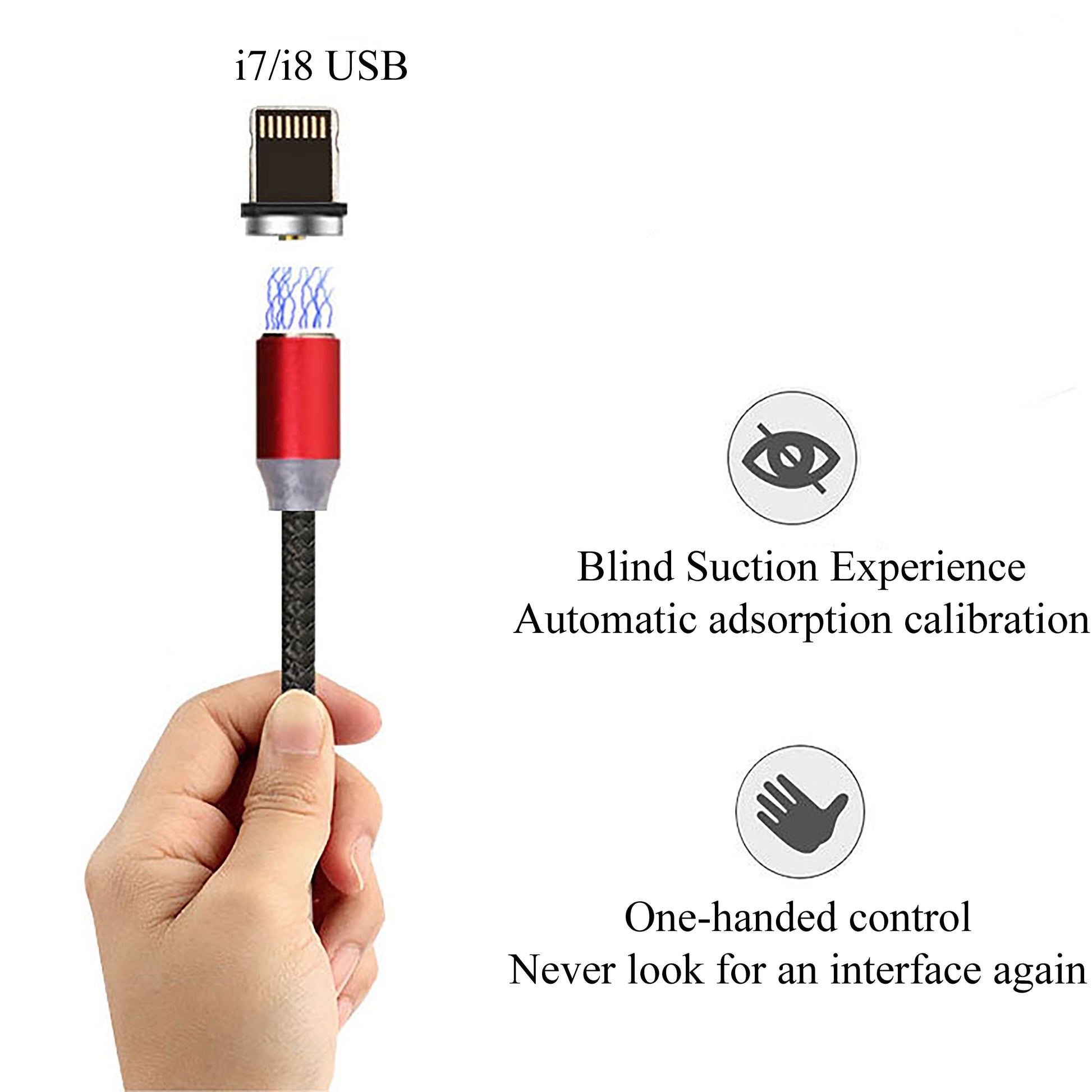 HKM-517203 Three-in-One Magnetic Suction Head Charging Cable for Android and Apple Devices, 1m Length