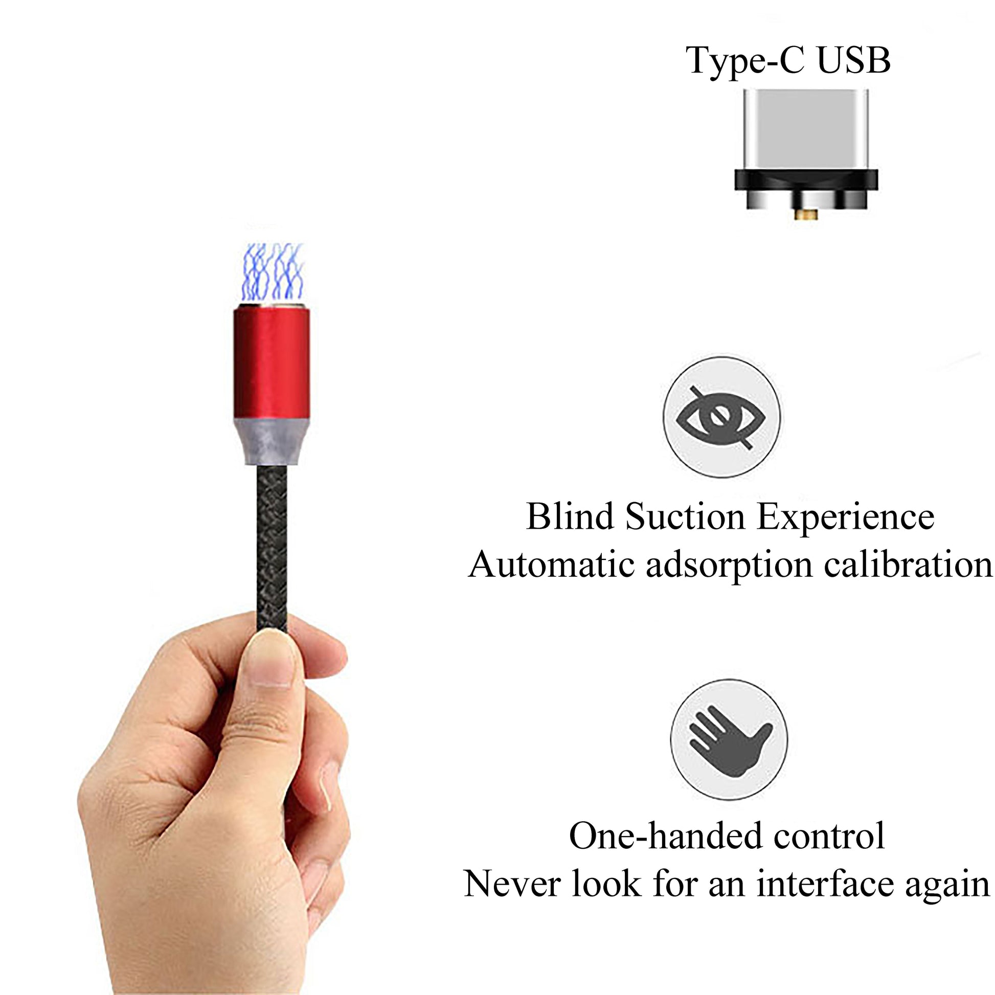 HKM-517203 Three-in-One Magnetic Suction Head Charging Cable for Android and Apple Devices, 1m Length