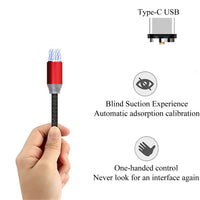 HKM-517203 Three-in-One Magnetic Suction Head Charging Cable for Android and Apple Devices, 1m Length