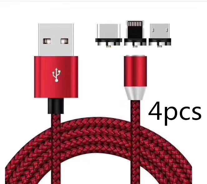 HKM-517203 Three-in-One Magnetic Suction Head Charging Cable for Android and Apple Devices, 1m Length