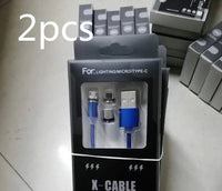 HKM-517203 Three-in-One Magnetic Suction Head Charging Cable for Android and Apple Devices, 1m Length