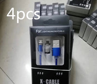 HKM-517203 Three-in-One Magnetic Suction Head Charging Cable for Android and Apple Devices, 1m Length