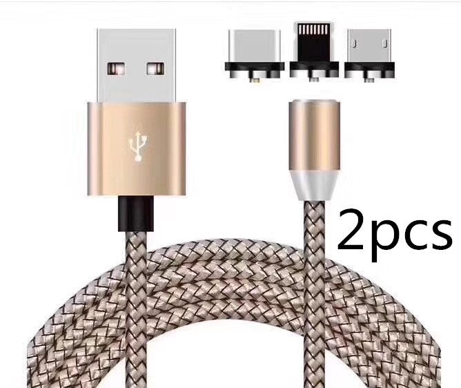 HKM-517203 Three-in-One Magnetic Suction Head Charging Cable for Android and Apple Devices, 1m Length