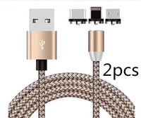 HKM-517203 Three-in-One Magnetic Suction Head Charging Cable for Android and Apple Devices, 1m Length