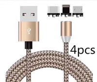 HKM-517203 Three-in-One Magnetic Suction Head Charging Cable for Android and Apple Devices, 1m Length