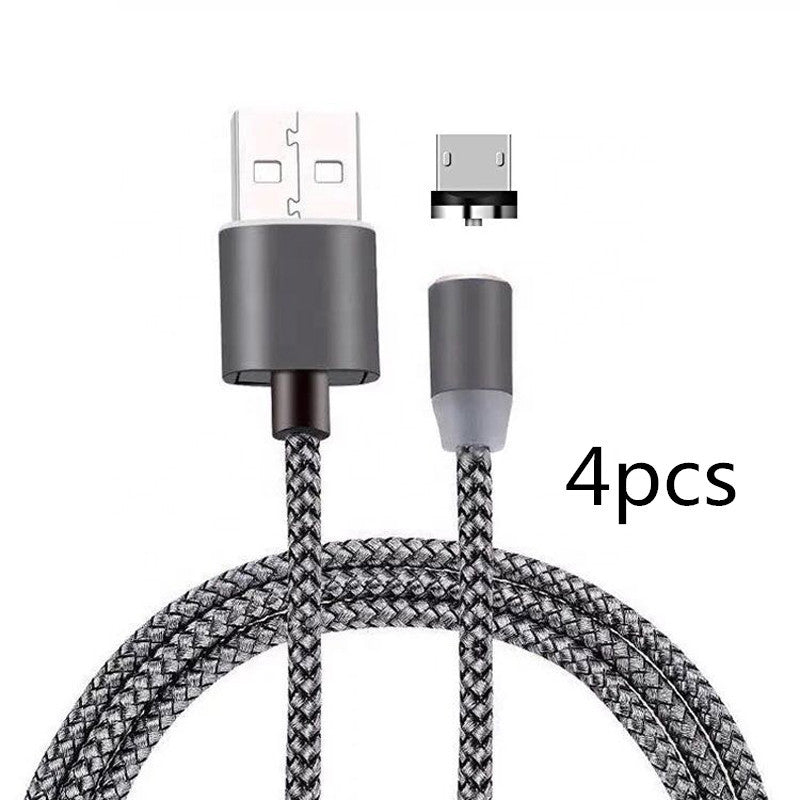 HKM-517203 Three-in-One Magnetic Suction Head Charging Cable for Android and Apple Devices, 1m Length