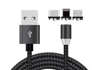 HKM-517203 Three-in-One Magnetic Suction Head Charging Cable for Android and Apple Devices, 1m Length