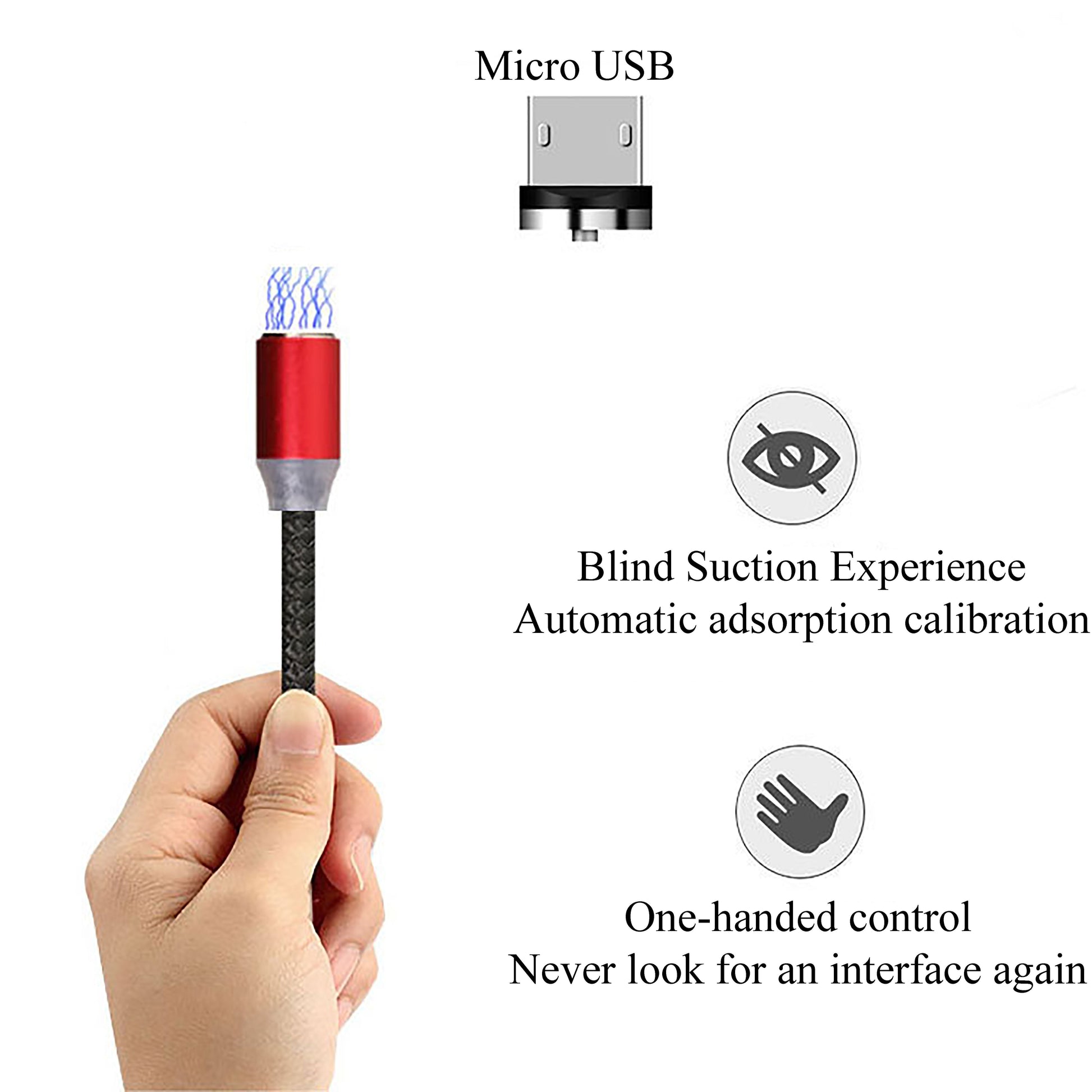 HKM-517203 Three-in-One Magnetic Suction Head Charging Cable for Android and Apple Devices, 1m Length