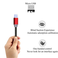 HKM-517203 Three-in-One Magnetic Suction Head Charging Cable for Android and Apple Devices, 1m Length