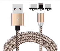 HKM-517203 Three-in-One Magnetic Suction Head Charging Cable for Android and Apple Devices, 1m Length