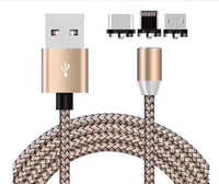 HKM-517203 Three-in-One Magnetic Suction Head Charging Cable for Android and Apple Devices, 1m Length