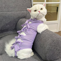HKM-5172413 Lace-Up Post-Operation Cat Sterilization Clothing - Available in Various Colors and Sizes