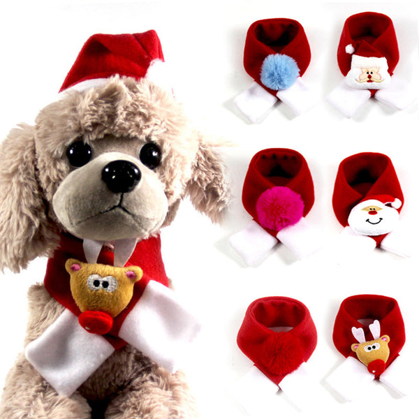 HKM-5173181 Cozy Santa Scarf Bow Tie Hat for Pets - Perfect Holiday Gift for Dogs and Cats