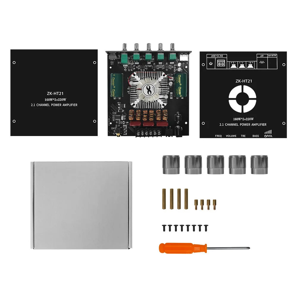 HKM-517331 2.1 Channel Bluetooth Digital Power Amplifier Module for Heavy Bass Subwoofers, Model ZK-HT21, TDA7498E Chipset