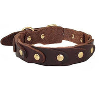 HKM-5174589 Genuine Leather Dog Collar with Durable Buckle for French Bulldogs, Schnauzers, and Other Breeds