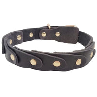 HKM-5174589 Genuine Leather Dog Collar with Durable Buckle for French Bulldogs, Schnauzers, and Other Breeds