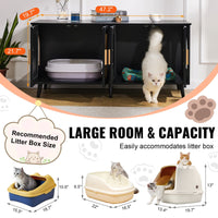 HKM-5176253 Wooden Cat Litter Box Enclosure with Hidden Design and Spacious Access, Black