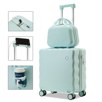 HKM-517715 Kids' Lightweight Green Trolley Suitcase – Durable PC Hard Shell Travel Luggage
