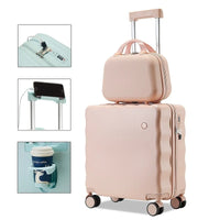 HKM-517715 Kids' Lightweight Green Trolley Suitcase – Durable PC Hard Shell Travel Luggage