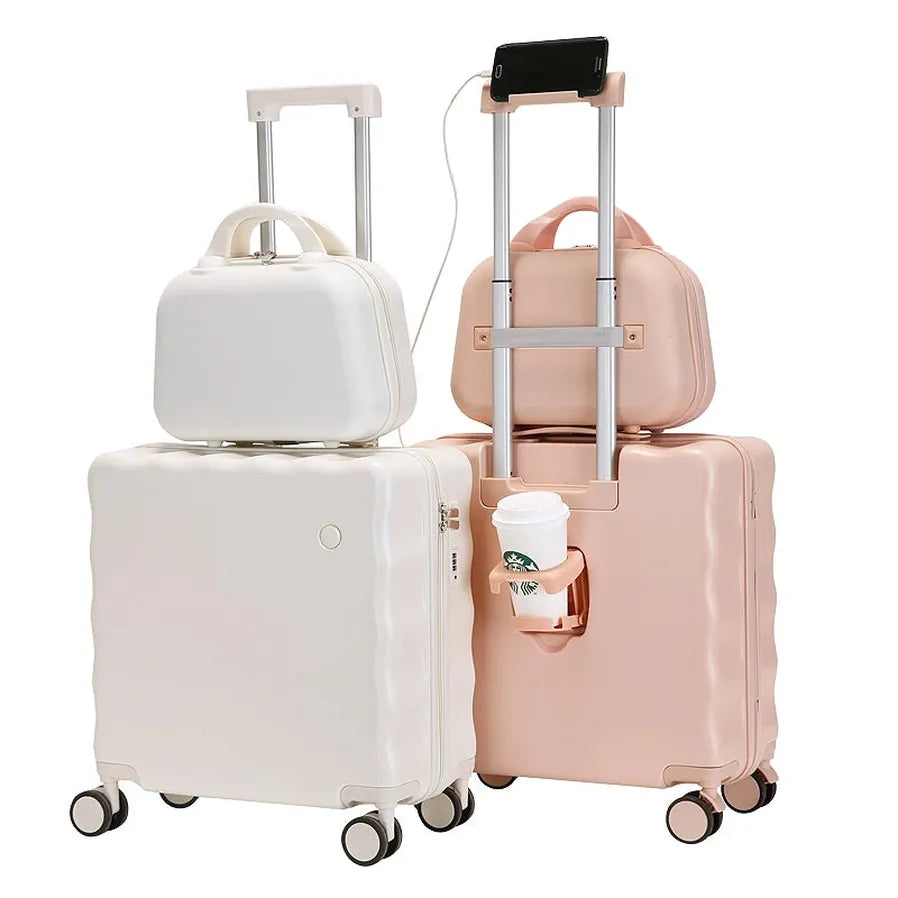 HKM-517715 Kids' Lightweight Green Trolley Suitcase – Durable PC Hard Shell Travel Luggage