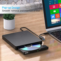 HKM-517843 Ultra Slim Type C/USB DVD RW Drive with SD/TF Ports for Laptop and Desktop