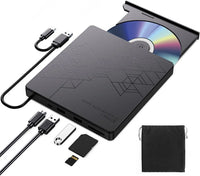 HKM-517843 Ultra Slim Type C/USB DVD RW Drive with SD/TF Ports for Laptop and Desktop