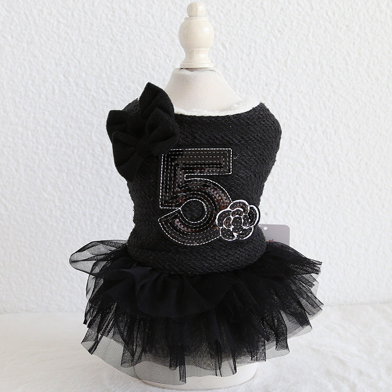 HKM-5178941 Double Bow Flower Shape Cotton Skirt for Small Dogs - Available in Multiple Colors