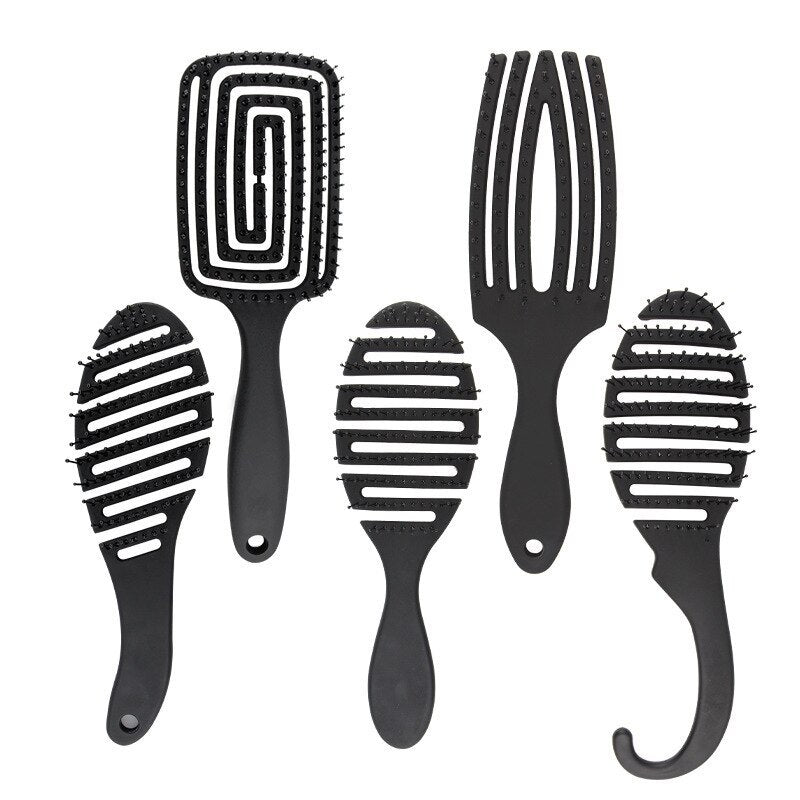 HKM-517907 Curved Black Comb with Eight Claws for Versatile Styling