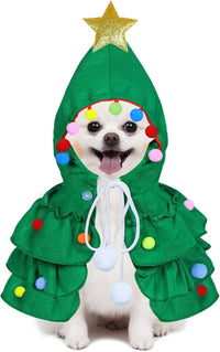 HKM-5179965 Festive Cat Christmas Costume with Tree Design and Star Ornament for Cats and Kittens