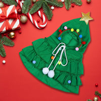 HKM-5179965 Festive Cat Christmas Costume with Tree Design and Star Ornament for Cats and Kittens