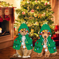 HKM-5179965 Festive Cat Christmas Costume with Tree Design and Star Ornament for Cats and Kittens