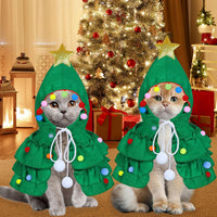 HKM-5179965 Festive Cat Christmas Costume with Tree Design and Star Ornament for Cats and Kittens
