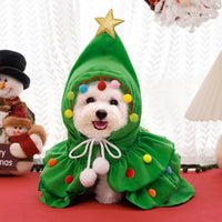 HKM-5179965 Festive Cat Christmas Costume with Tree Design and Star Ornament for Cats and Kittens