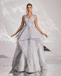 HKM-518035 Silver Evening Dress for Women - Model EZ25190