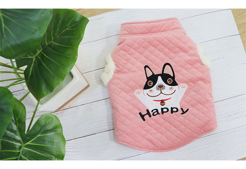 HKM-5180733 Plush Cotton Dog Vest in Candy Colors for New Year Celebrations