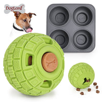 HKM-5180989 Natural Rubber Food Dropping Ball for Pets - 14x10x10cm, Green/Orange