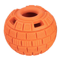HKM-5180989 Natural Rubber Food Dropping Ball for Pets - 14x10x10cm, Green/Orange