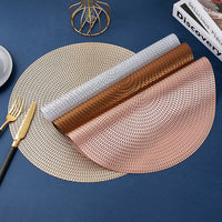 HKM-518163 Round Hollowed Out PVC Insulated Table Mat in Gold, Silver, Rose Gold, and Bronze - 38cm Diameter