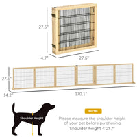 HKM-5182013 Foldable Wooden Pet Gate for Small to Medium Dogs - 6-Panel Safety Barrier with Support Feet